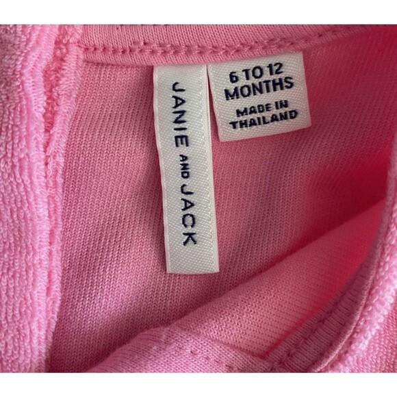 Janie and Jack Pink Terry Swim Cover Up 6–12M Gold Trim Pockets Sleeveless - Picture 5 of 6